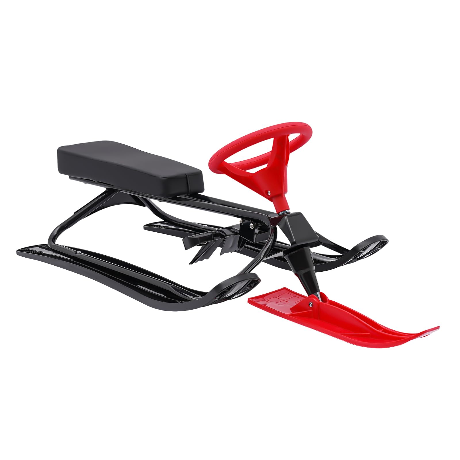 Lenkschlitten für Kinder, Schlitten mit Lenkrad, Doppelbremsen & 100 kg Tragkraft, Robuster Outdoor-Rodler für Ski, Schnee & Sand, ab 3 Jahren