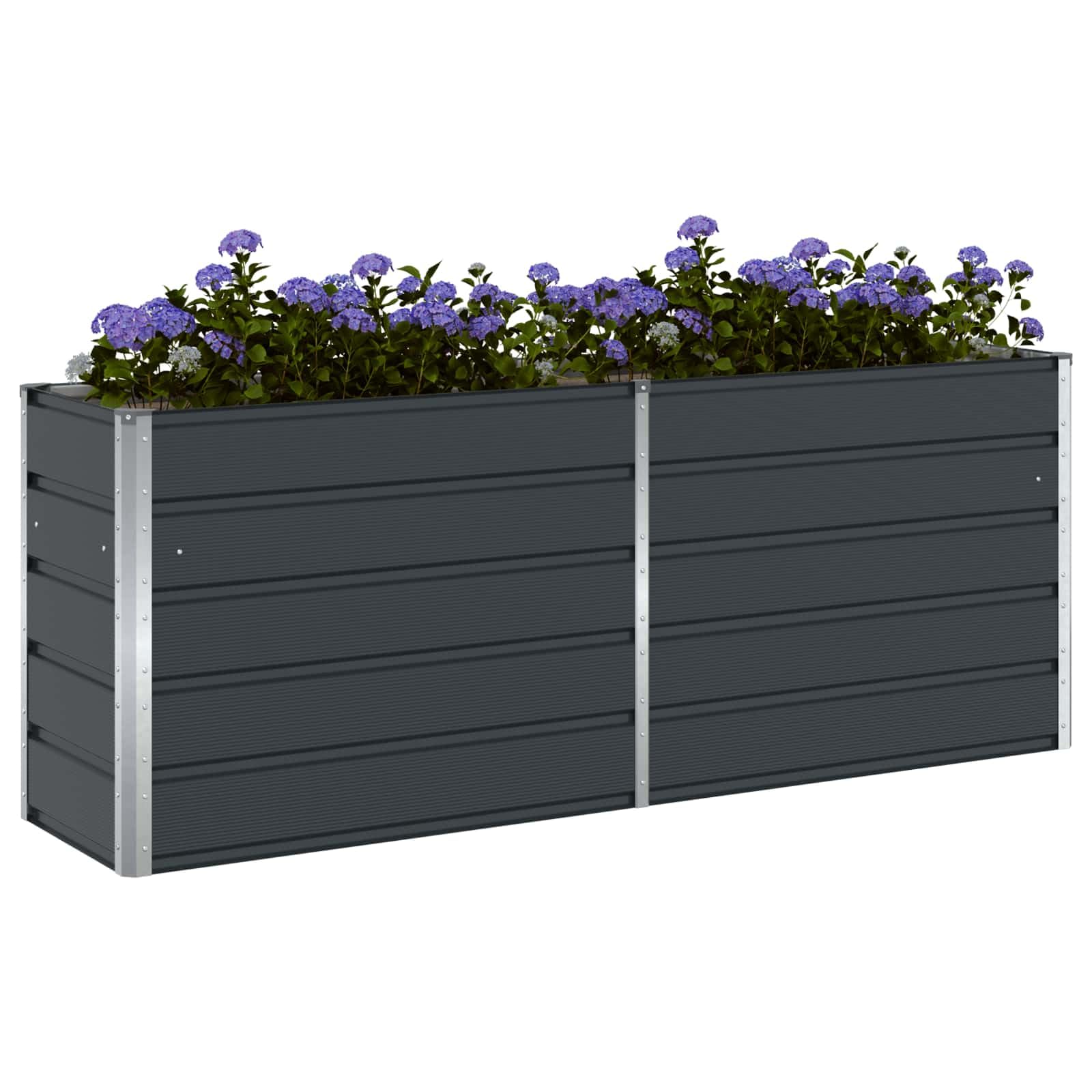 Fengshui Verzinkter Stahl Pflanzkübel Anthrazit 195x50x75 cm | Robust, wetterfest, einfache Montage, für Garten und Terrasse, modernes Design