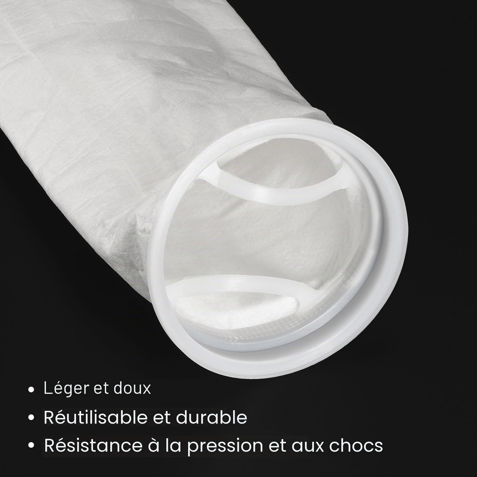 PATIKIL 6 Pouce Anneau Filtre Chaussettes 1 Micron, 2 Paquet Maille Sacs Piscine Écumoire Panier, Blanc