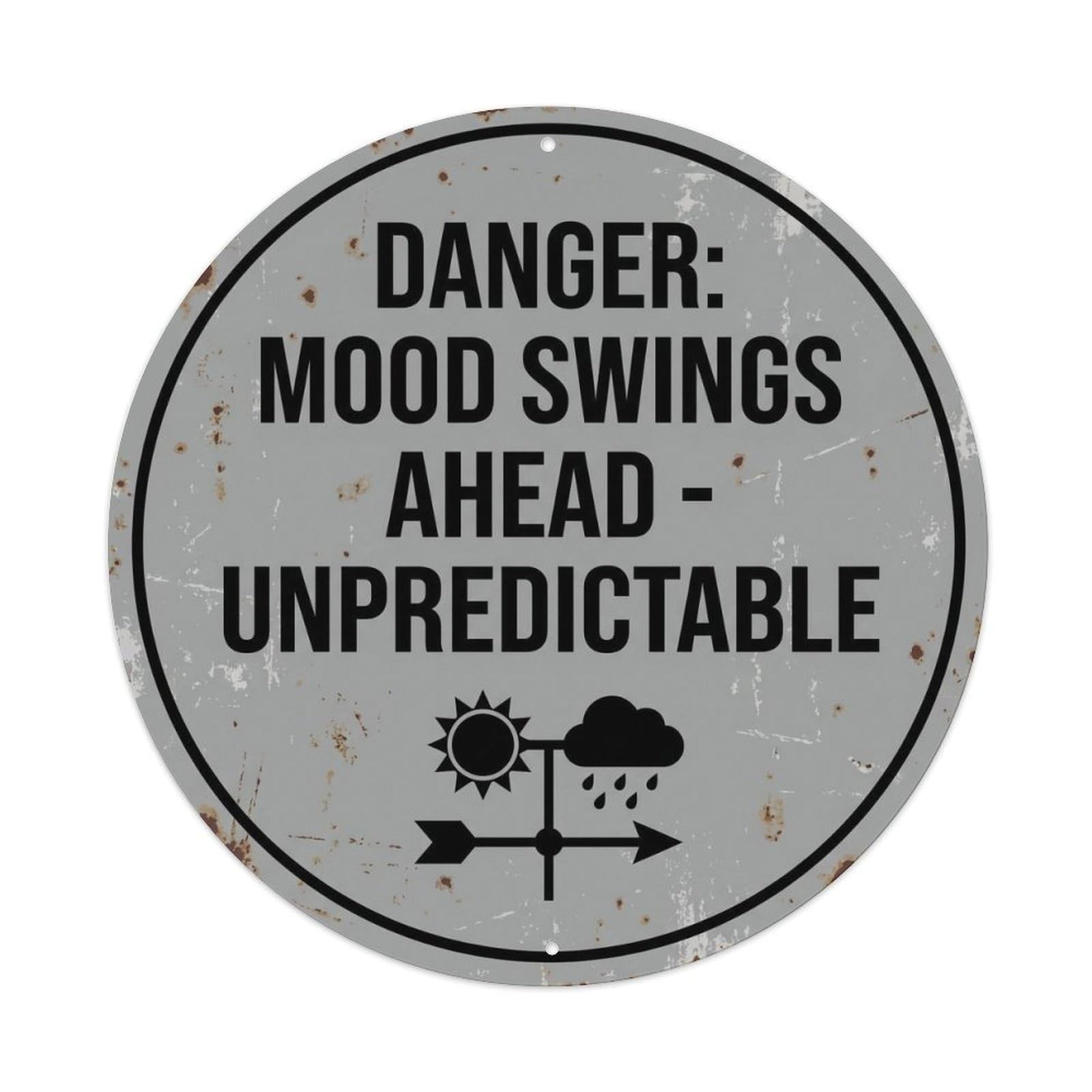 Vintage Funny Danger Mood Swings Ahead Warning Metal Tin Sign