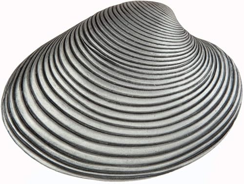 Miniatura 2 de Pomo de gabinete de concha de almeja artesanal, peltre antiguo