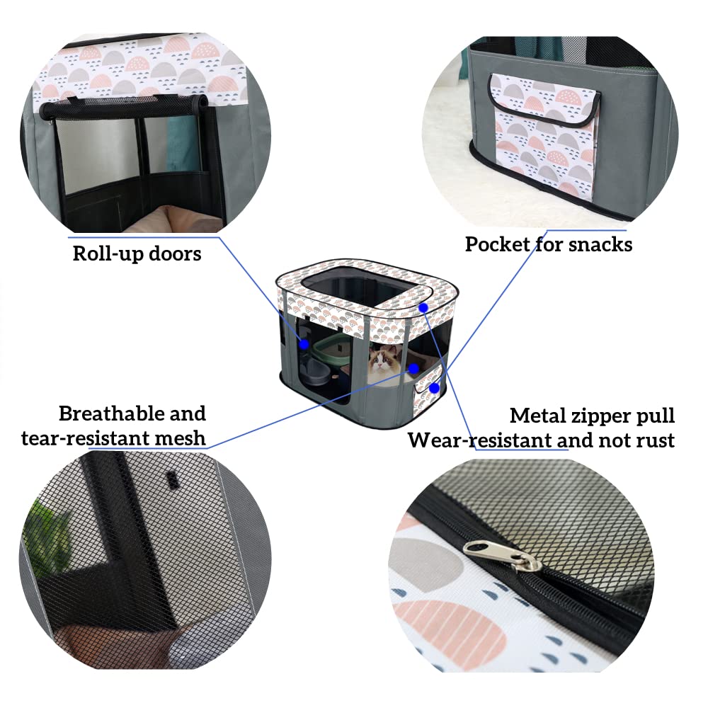 Floving Cuccia portatile per animali domestici, pieghevole, rettangolare, per sala da parte, cuccia per gatti, cuccioli, cuccia per animali domestici (Grigio, L/90 * 70cm)