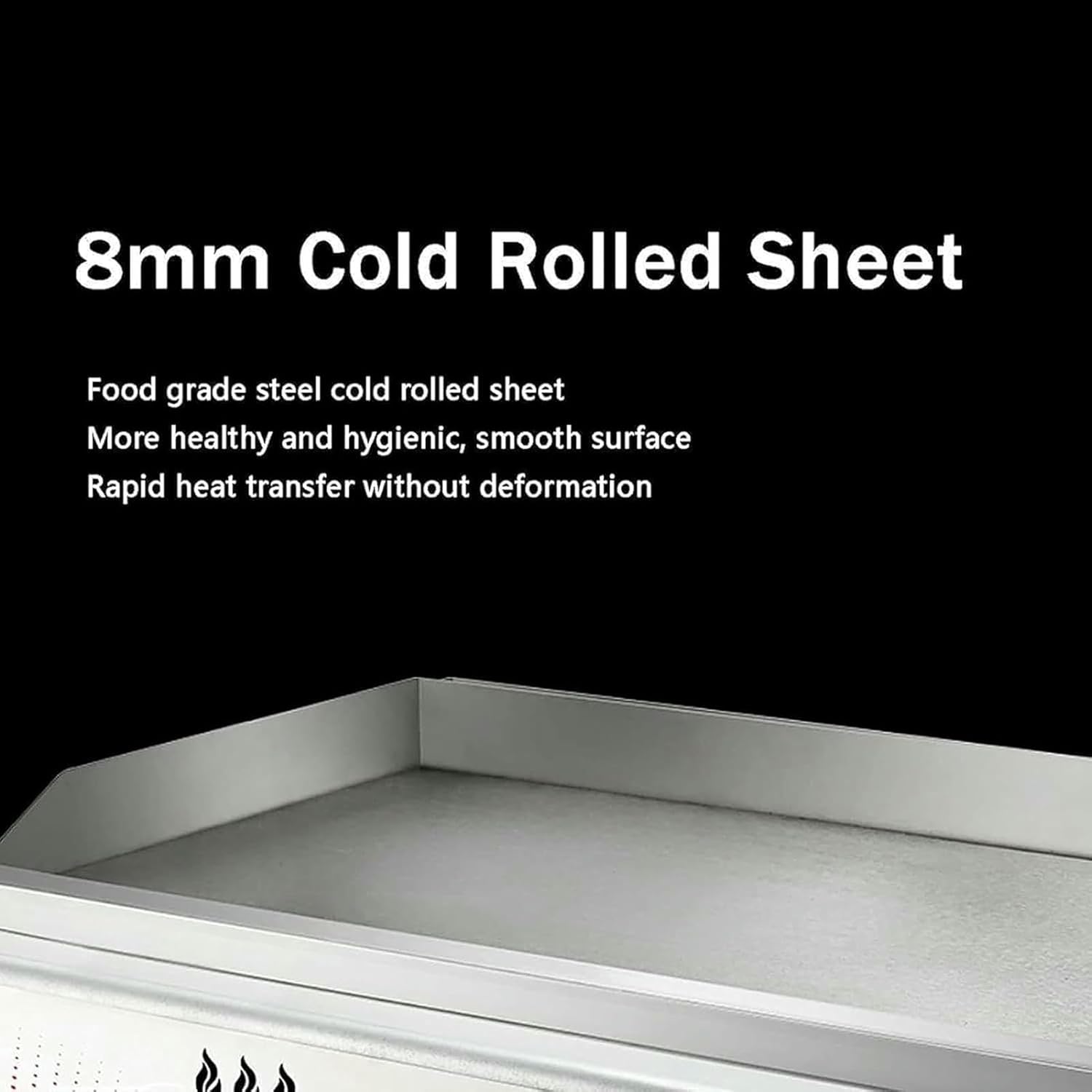 Countertop Gas Griddle, Commercial Stainless Steel Teppanyaki Fry Pan,Adjustable Temperature,with Deep Fat Fryer~/
