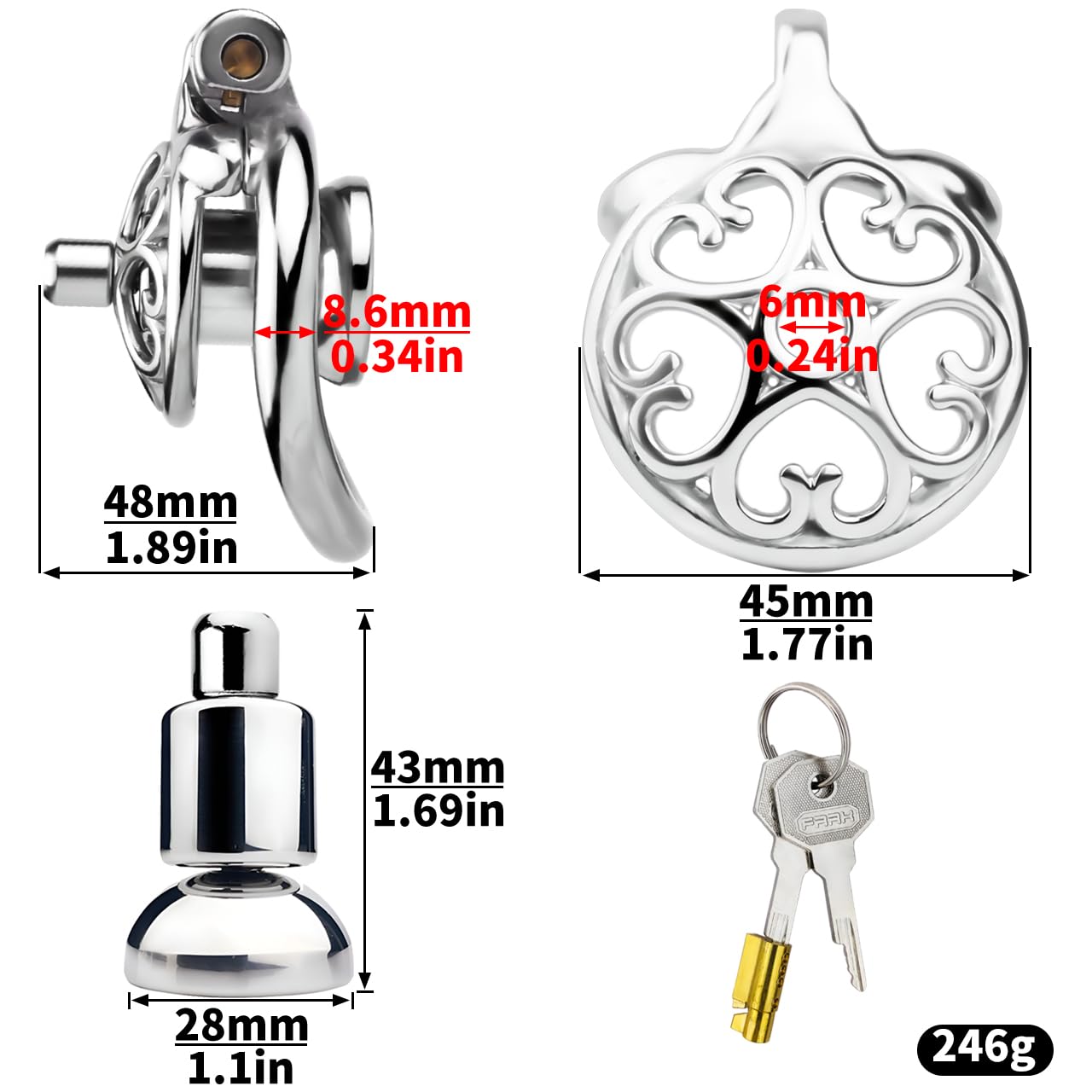 Chastity Cage Pene Uomo Gabbia Pene Cintura Castità Maschile Metallo Cock Cage Erotitici Sexy Per Coppie (50MM)