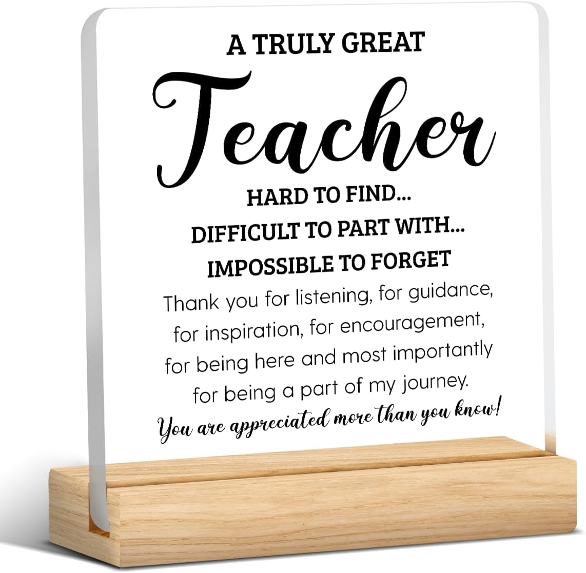Teacher Appreciation Gifts for Women Teacher Men Birthday Thank You Gifts Ideas for Teachers Office Desk Decor for Home Acrylic Sign Christmas Gift