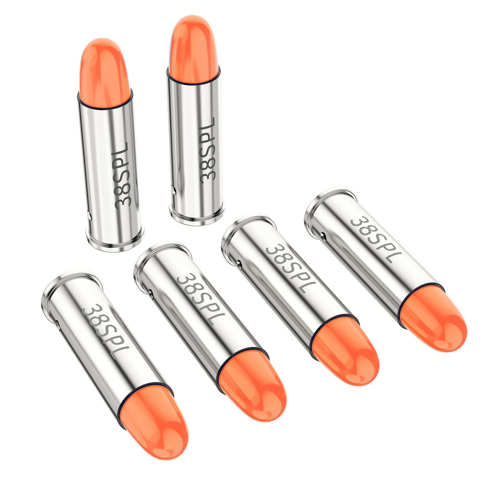 Befbox 38SPL Snap Caps Training Dummy Rounds Practice Safe Loading Firing,Orange, 6PK