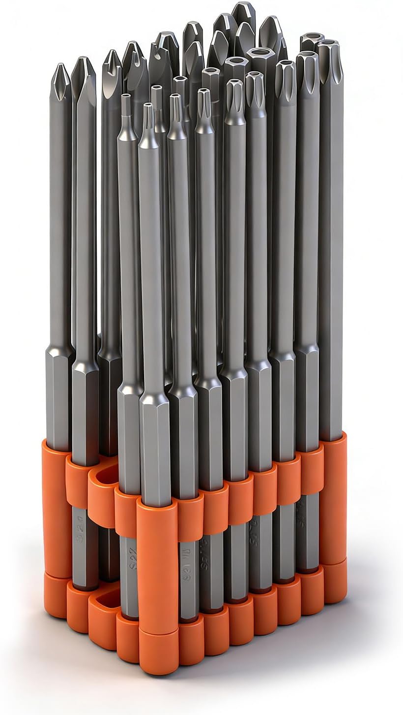 32-Piece 1/4" Shan Extra Long Security Power Bit Set, 6" Long Tamper Proof Security Bits, S2 Steel.