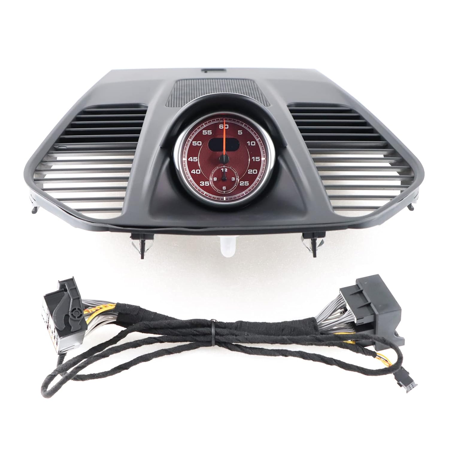 Sport Chrono Stopwatch Mounted Dashboard for Porsche 911 991 2013-2019, Black Panel and Red Clock