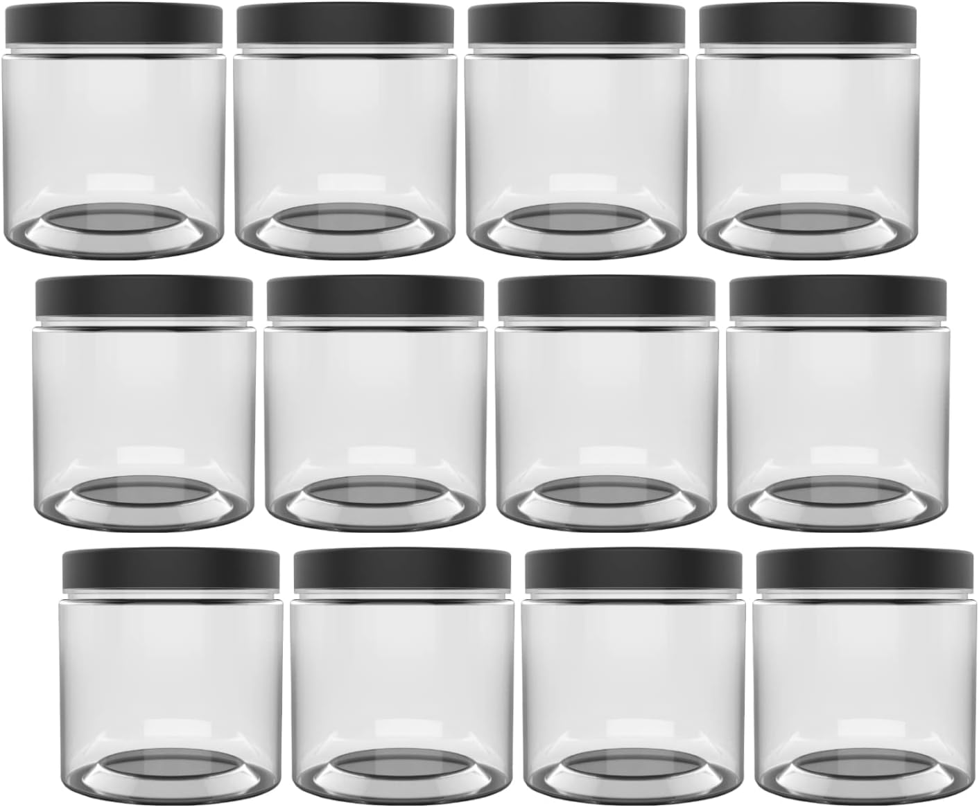 14oz (420ml 12 Pack) Empty Clear Wide Mouth Plastic Jars with Matte Black Lids and Labels - Round PET Containers for Food Storage and Dry Goods,Craft and More - BPA Free image 2