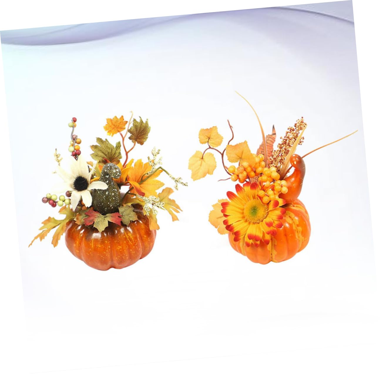 Cabilock 2 Set Di Decorazioni Autunnali Per Halloween Decorazioni Artificiali Zucche Finte Foglie Dacero Oggetti Di Scena Decorativi Per La Casa 2 Pezzi*2