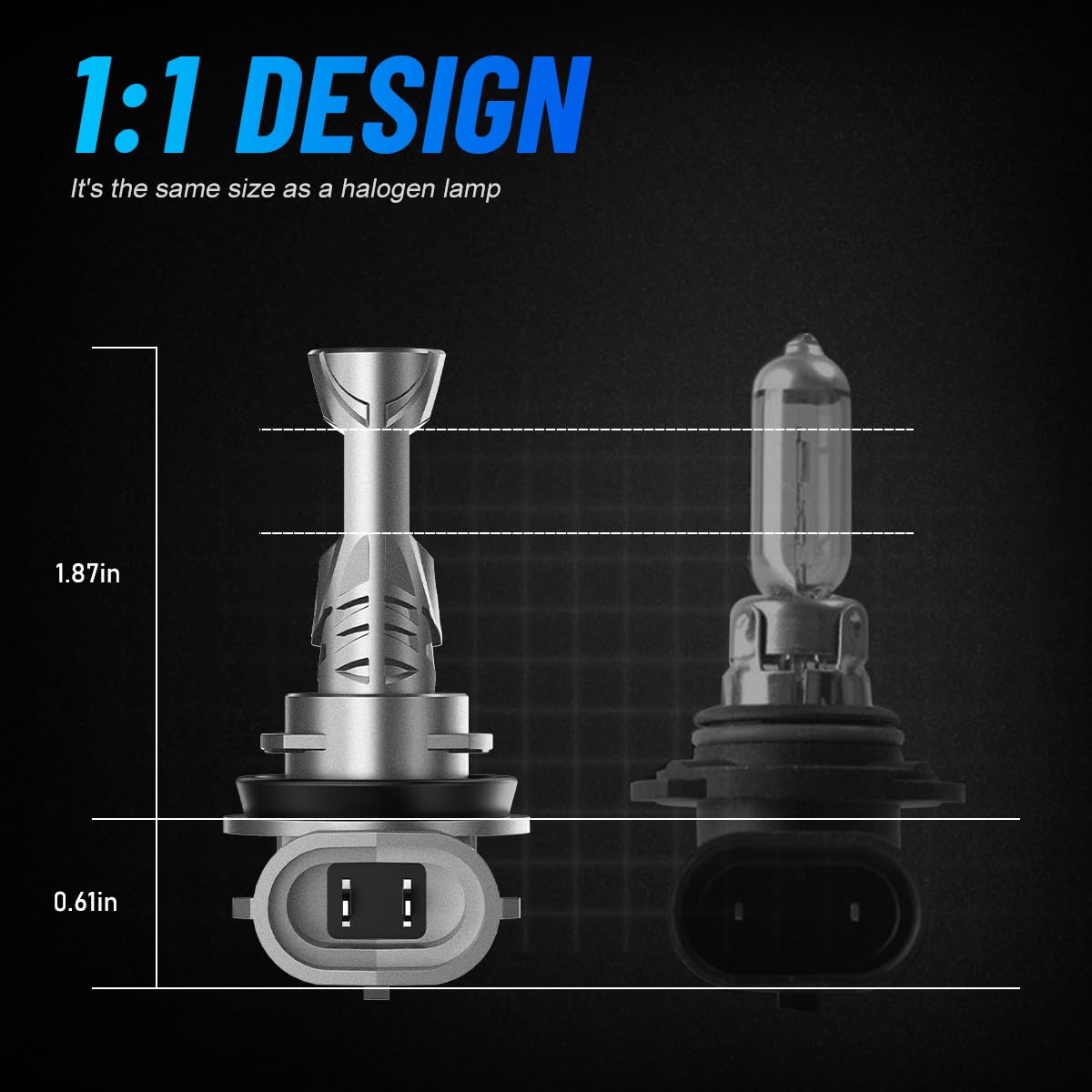 NOVSIGHT H11 LED Auto - 6500K 1:1 Design Lampadina H11 Auto，24000LM 60W 500% Luminosità H8/H9 LED Sostituzione dei Alogena,Plug and Play,Impermeabile IP68,2 PCS