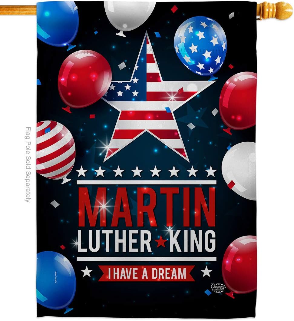 I Have A Dream House Flag Black History Martin Luther King MLK Civil Right Stars United State American Small Decorative Gift Yard Banner Double-Sided Made In USA 28 X 40