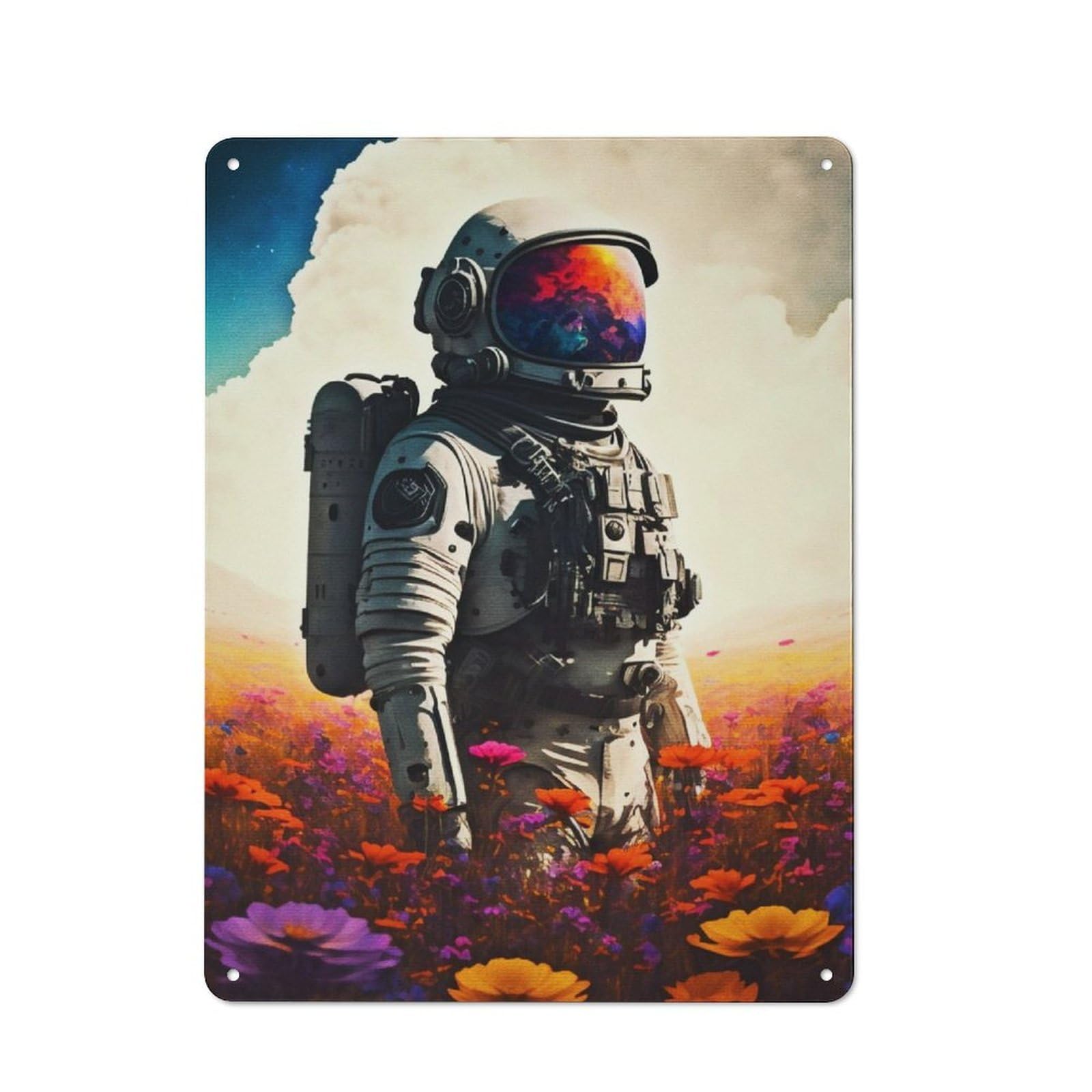 Junmoney Astronaut Standing Metal Sign 40X30cm With For Pub Or Café, Retro Decor, Suited To Café Interior Fans