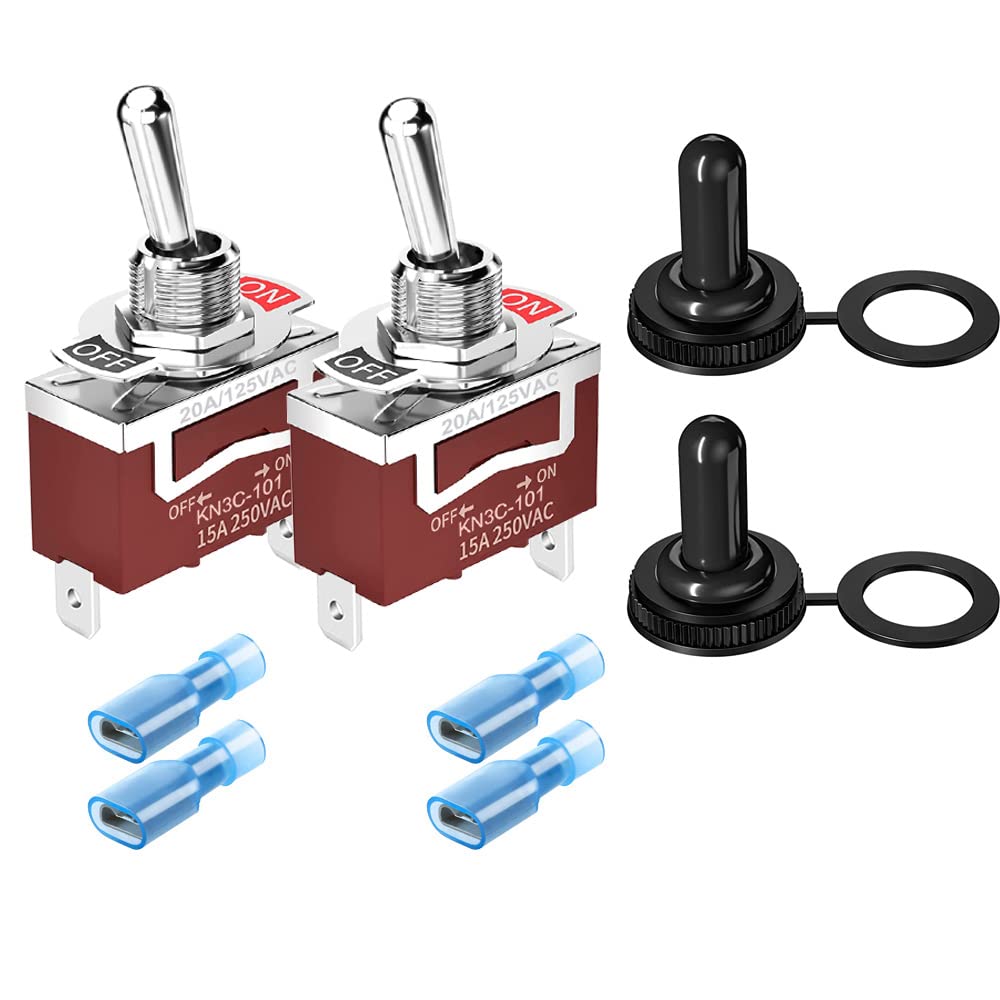 2 Interrupteurs à Bascule Etanches 12V-24V 25A SPST Avec Couvercle - Voiture Bateau Camion