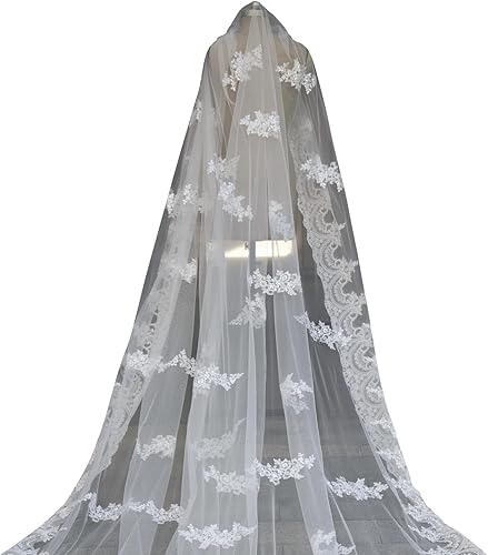 Miniatura 4 de Newdeve Ivory 5M 1T velos de novia Catedral con diamantes de imitación de cristal