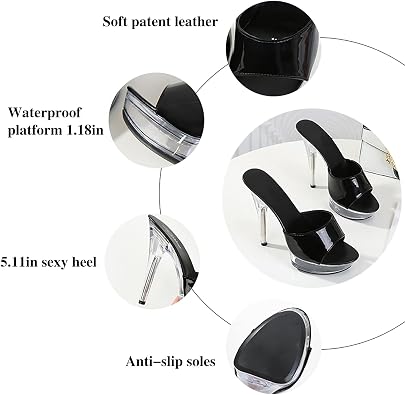 Sexy Platform Clear Stiletto Heels Sandals for Women's Round Peep Toe Thick Sole Transparent High Heels Party Prom Jelly Mule Slides Comfortable Stable Slip On Dress Pole Dance Exotic Shoes