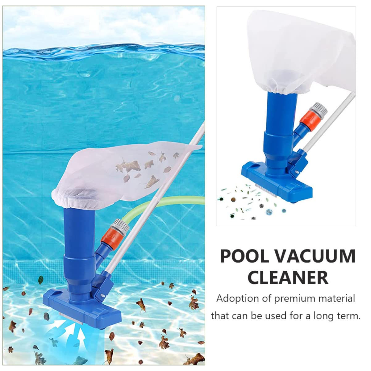 Épuisette de Piscine Camping 1 Set avec Tige Aluminium, Bleu, Plastique