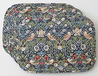 William Morris Blue Strawberry Thief 4 Quilted Cotton Floral Placemats
