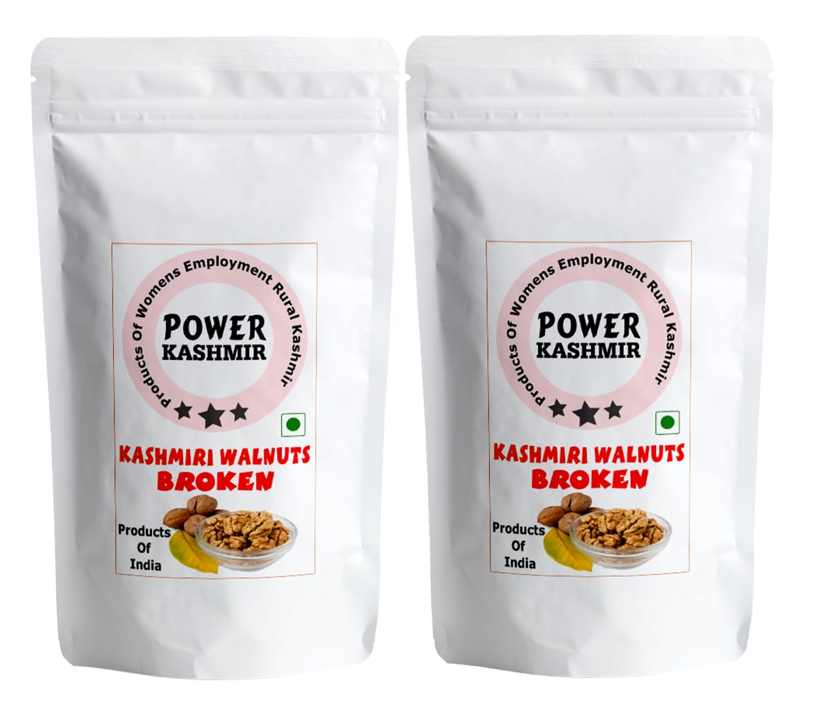 Power Kashmir Broken Walnut kernels 1 Kg (500gx2), Kashmiri Akhrot Tukda Giri, Kashmiri Walnut Broken