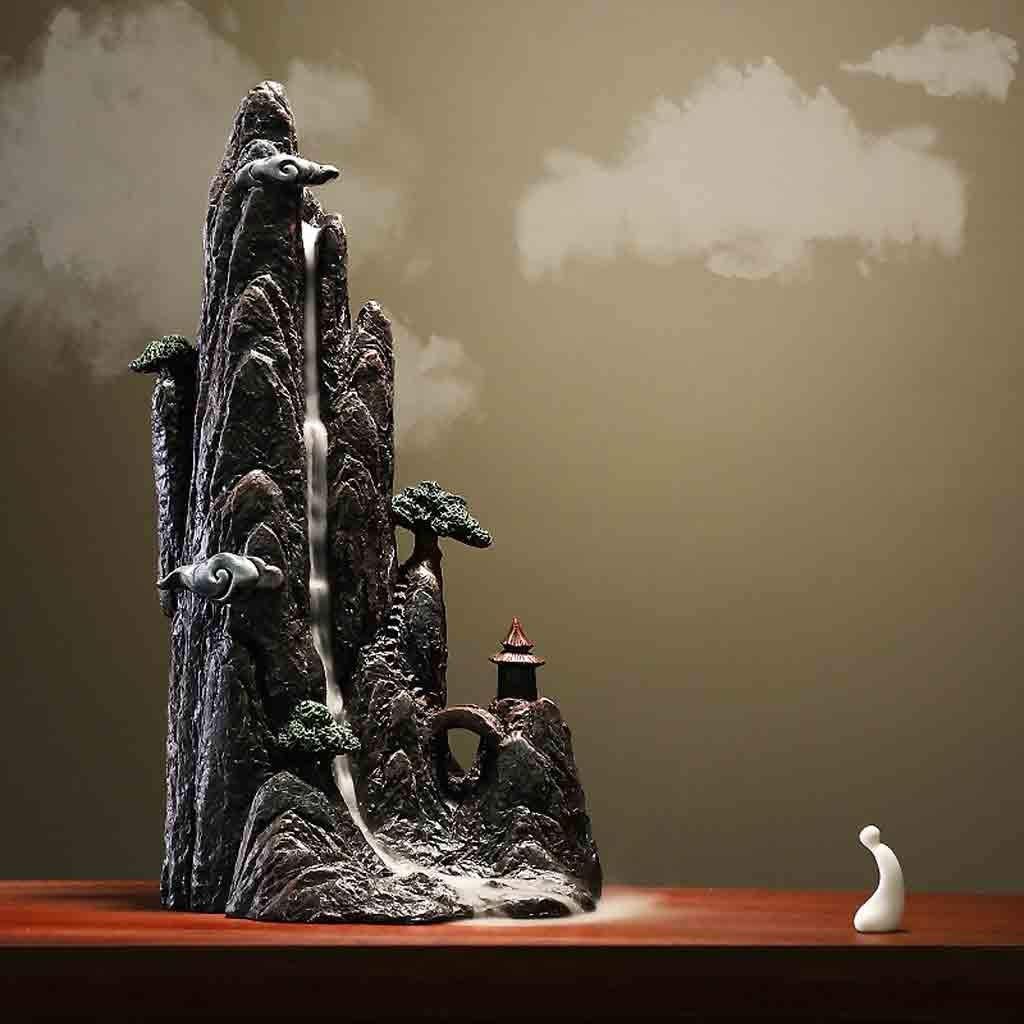 Incense Burner Backflow Incense Burner Mountain Tower Incense Stand for Home Decoration Office Yoga Meditation 8.26 × 13.35 × 6.5 Inch Incense Holders ( Color : Resin , Size : 8.26*13.35*6.5 inches )