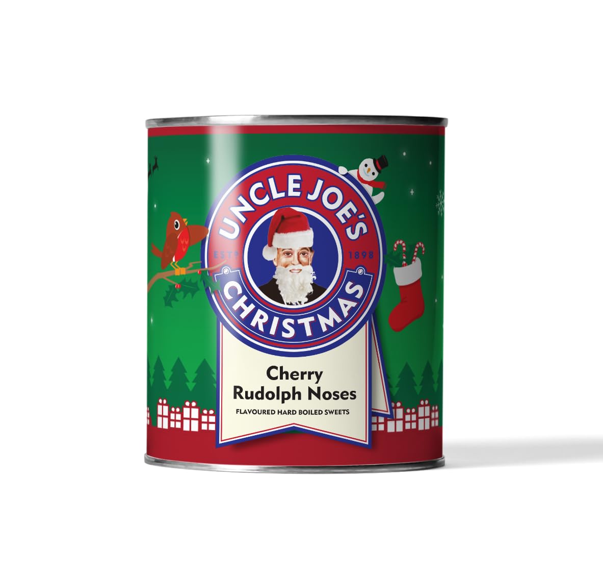 Uncle Joe's | Cherry Rudolph Noses | Cherry Flavoured Hard Boiled Sweets | 120g Tin