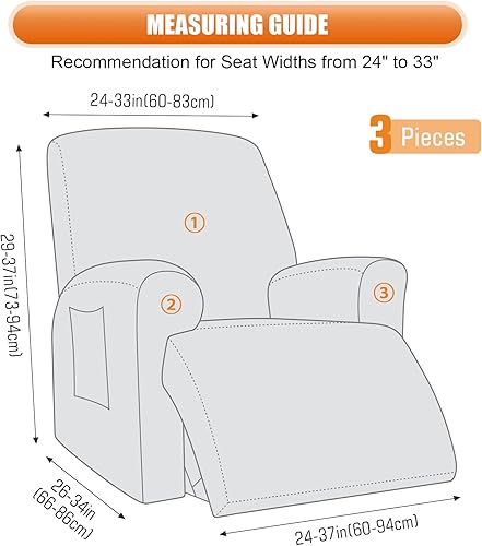 Miniatura 2 de VANSOFY Funda para silla reclinable, 3 piezas elásticas para silla reclinable, funda suave para silla reclinable, protector de muebles para perros y