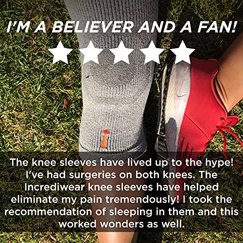 Incrediwear Knee Sleeve – Knee Brace for Joint Pain Relief & Swelling, Knee Support For Women and Men for Working Out, Running and Muscle Pain Relief, Fits 16\"-18\" Above Kneecap (Grey, X-Large)