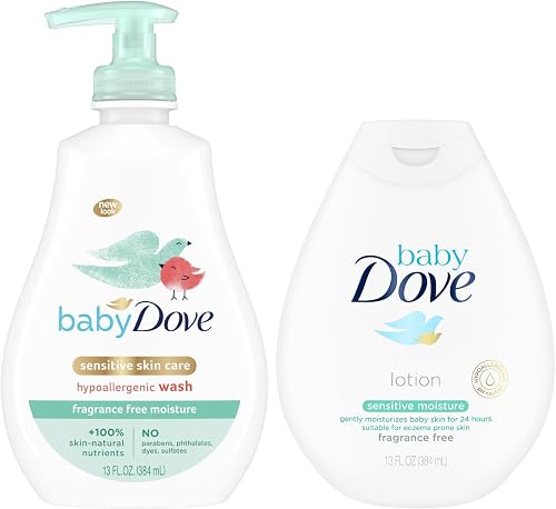 Dove Baby Essentials, Wash & Baby Lotion Set, Fragrance-Free, 13 Oz Ea