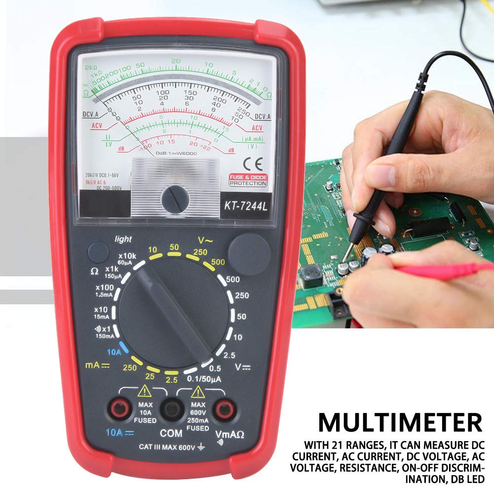 Tyenaza Multimetro KT7244L, multimetro analogico Tester Multifunzione ad Alta sensibilità Tester di precisione Portatile a Doppia Gamma Multimetro analogico Portatile Professionale