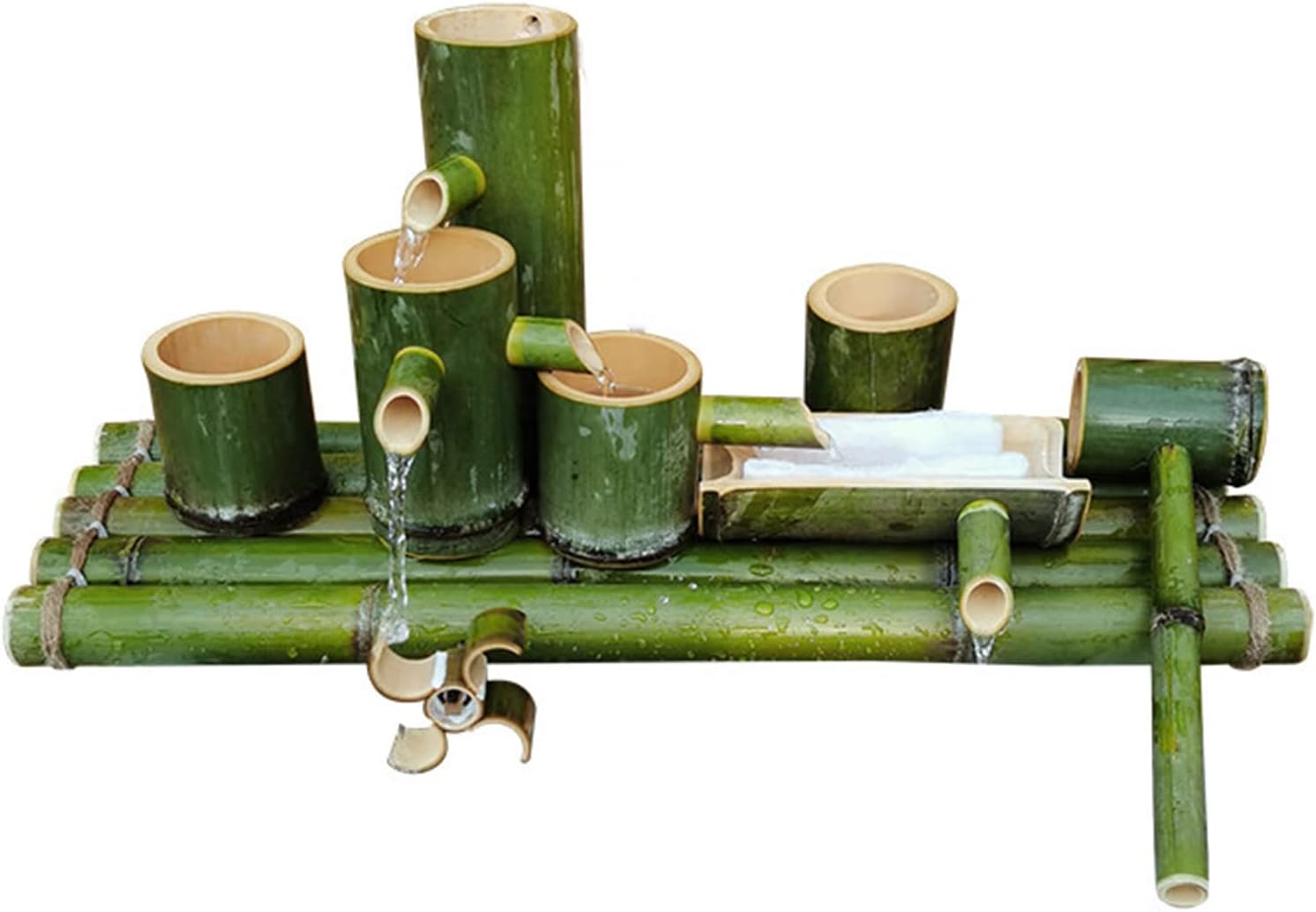 Japanese Bamboo Water Feature Statue, Japanese Garden Decoration,Split-Resistant Bamboo Ornaments,Indoor Outdoor Fountain,Outdoor Water Fountain,Creativity,45cm/17.7in