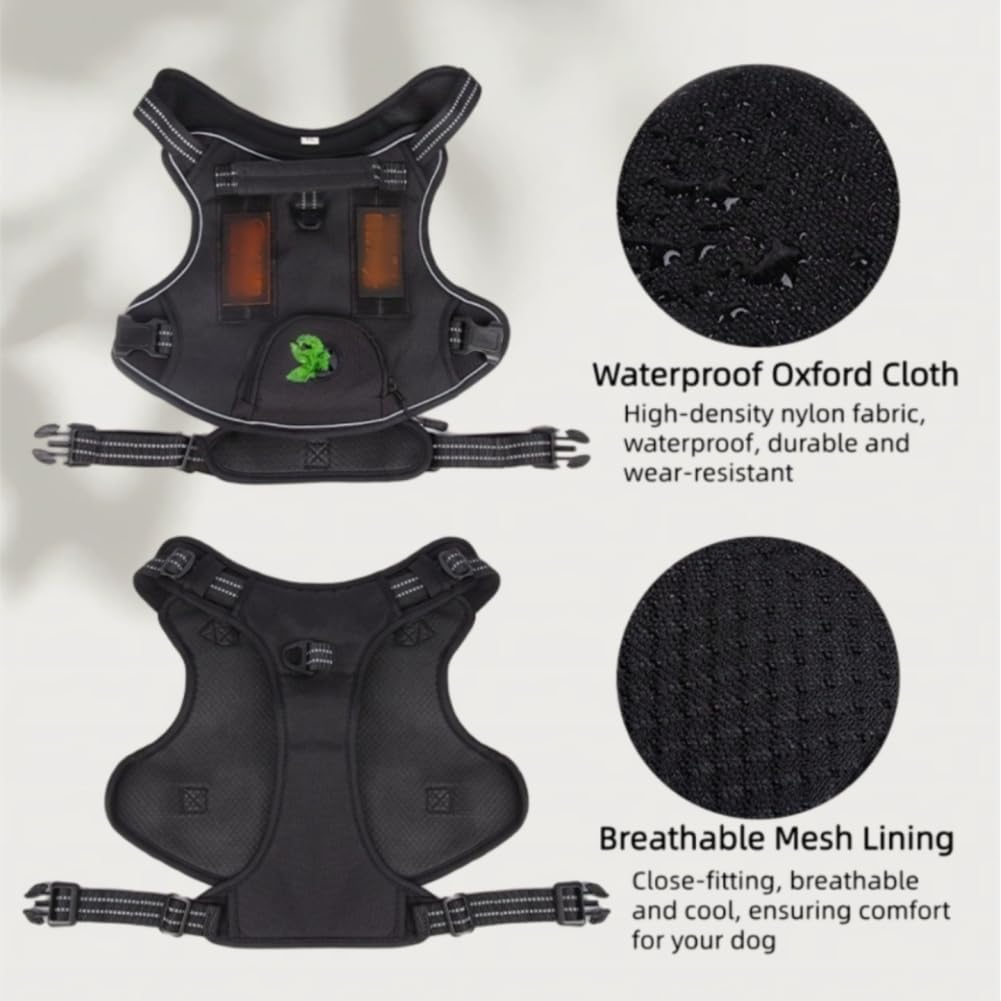 Arnes para Perro, Arnés Antitirones Ajustable con Reflectante y Asa de Control, Transpirable Arneses Chaleco para Perro Grande Mediano Pequeño (Caqui, S)
