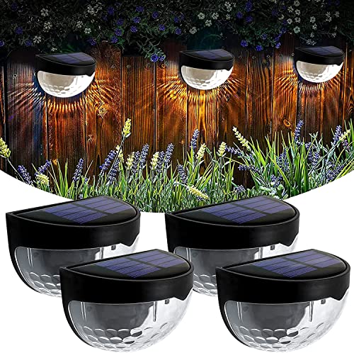 4 luces LED solares para exteriores, luces de pared solares para exteriores impermeables IP65, 6 luces LED solares para seguridad, patio, garaje, acera, patio, luces blancas cálidas Cover