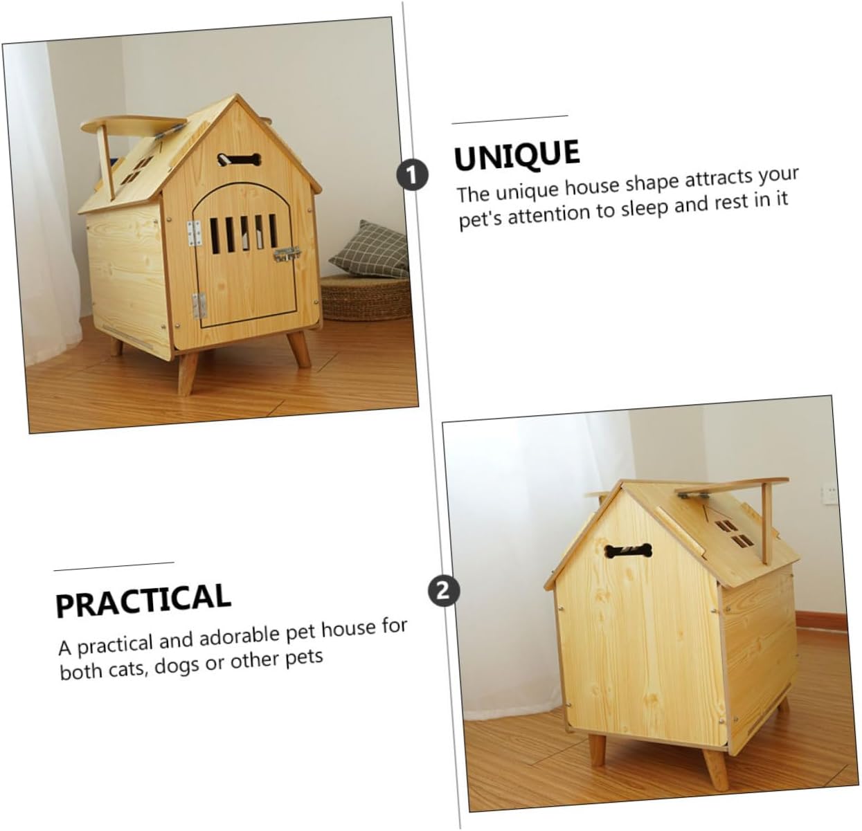 Wooden Dog House Medium Simple Pet House Outdoor Dog Cabin Shelter with Raised Floor for Puppies