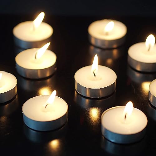Miniatura 2 de Hosley Velas de té sin perfume a granel, 50 velas blancas de larga duración, mini velas votivas para el hogar, restaurantes, iglesia de Shabat,