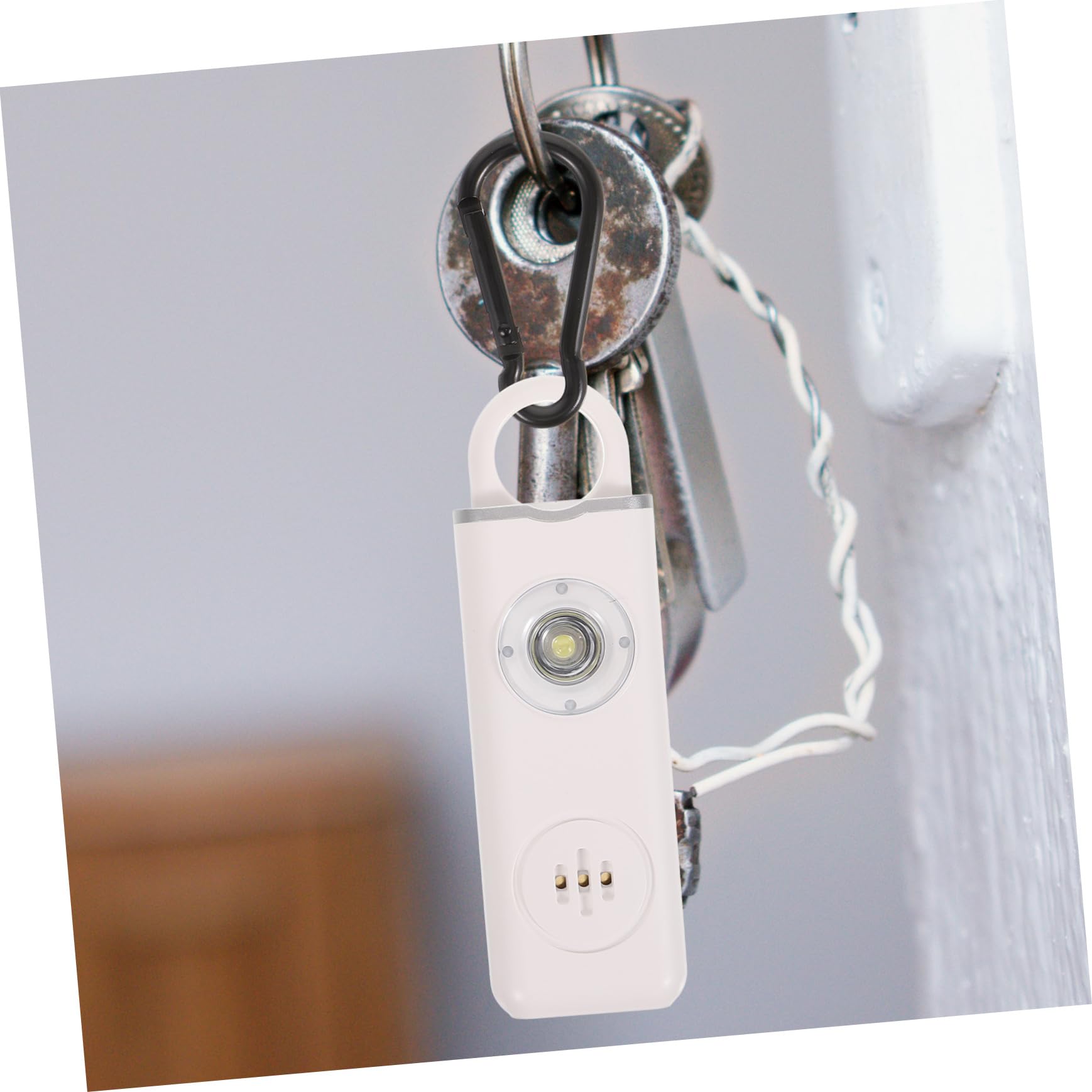 VALICLUD Persönlich Sperren Tragbares Türschloss Fall Schlüsselanhänger Alarm Kette Schild Aus Sensor Rostfreier Stahl Weiß