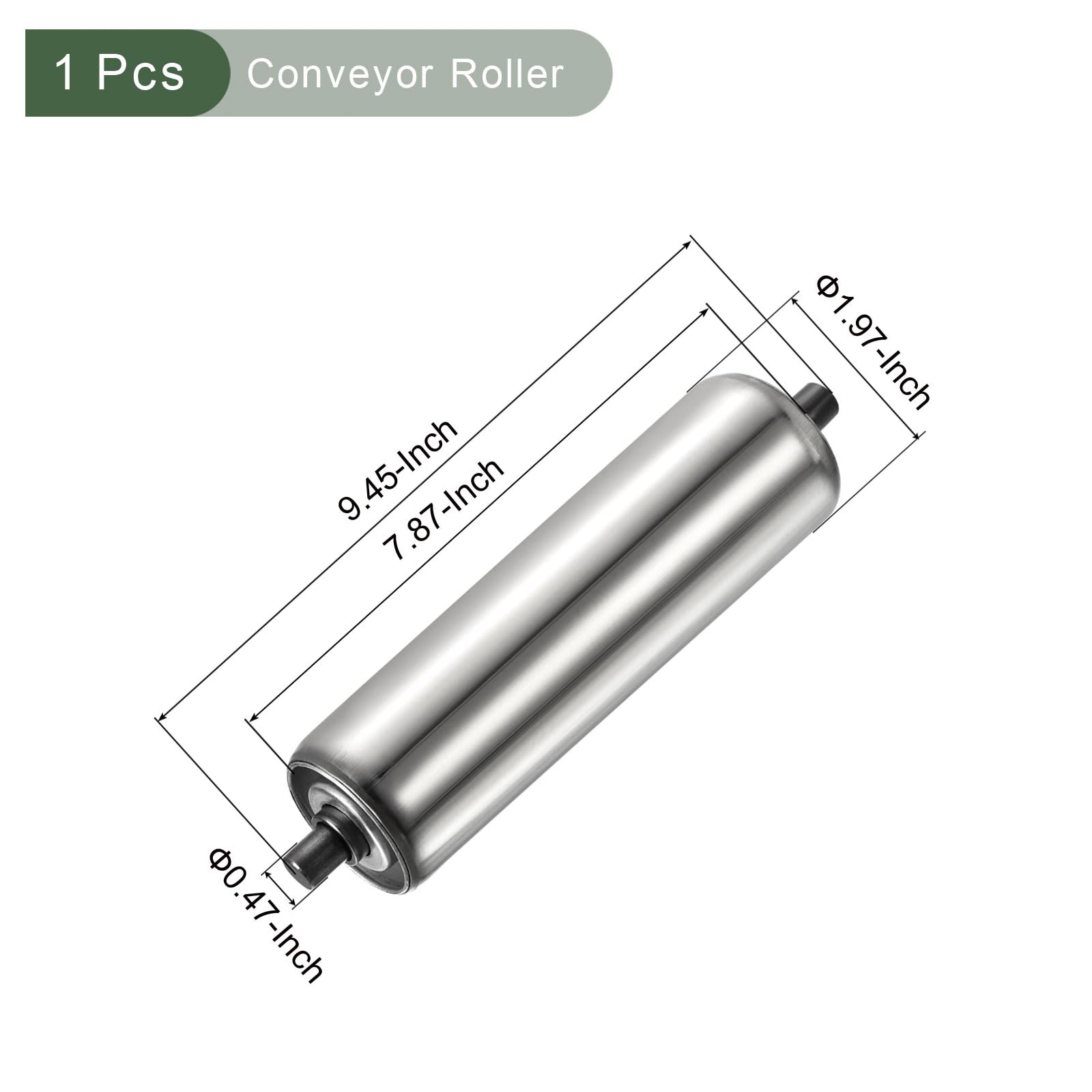 YOKIVE Rouleau de Convoyeur, Remplacement de Rouleau en Acier Inoxydable | Mouvement Lisse, Idéal pour les Usines, Utilisation en Entrepôts (Argent, Dia de 2 Pouces, Longueur de 8 Pouces)
