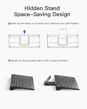 Inateck Tablet Keyboard, 2-in-1 Numeric Keypad & Touchpad, Hidden Stand, 3 Bluetooth Channels, 7-Color Backlight, Compatible with iPadOS/Samsung/Android/Windows