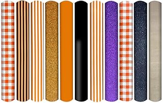 11 Sheets Halloween Heat Transfer Vinyl, HTV Print Transfer Vinyls Assorted DIY Craft Film, DIY Craft Film HTV Craft Bundle Heat Press Vinyl for Hallowee Clothes DIY Gift