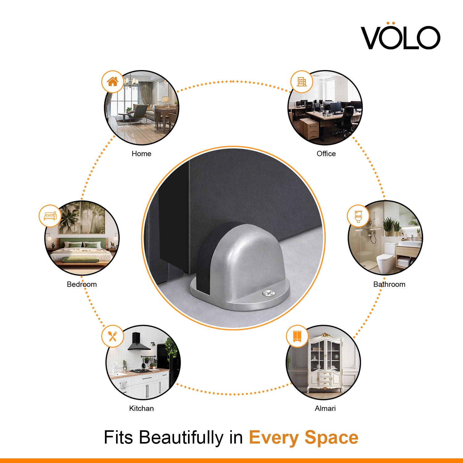 Volo Premium Floor Door Stopper with Screws, Door Stopper to Stop Door for Home and Office (SS 1.5" Floor Stopper) 2