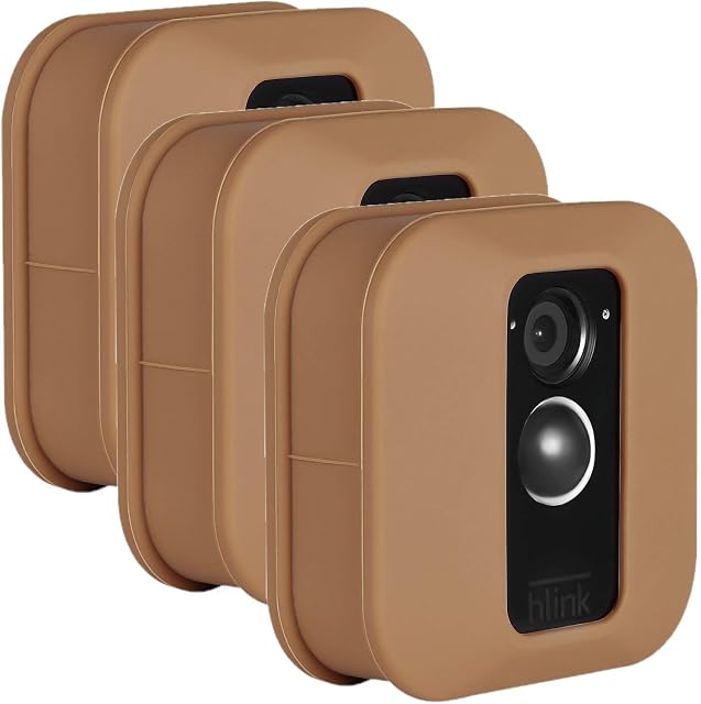 Wasserstein Colorful Protective Silicone Skin Compatible with Blink XT & XT2 Outdoor Camera - Help Camouflage and Accessorize your Home Security Camera (3 Pack, Brown)