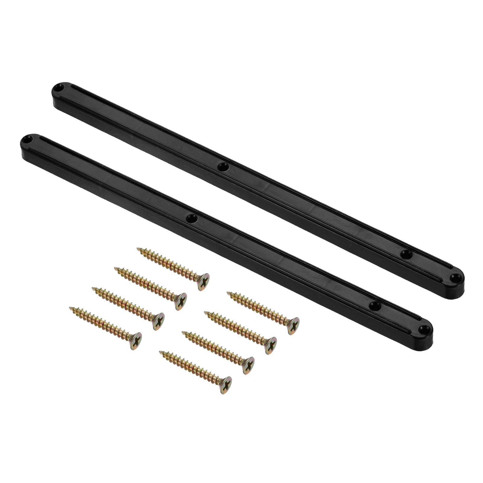 sourcing map Drawer Slides, 6Set 300mm - Plastic Drawer Rails with Screw, Side Mounted Grooved Guide Rail for Cabinet Bedside Table Wardrobe Dresser (Black)