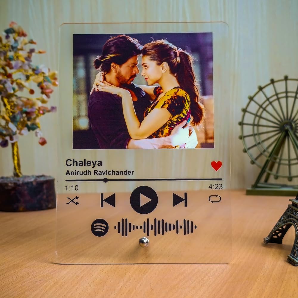 Customized Spotify With Photo & Scannable Link With Musical Plaque With Stainless Steel Stand for Birthday Anniversary & Couples| Best Personalized Spotify Photo Frame for Gift