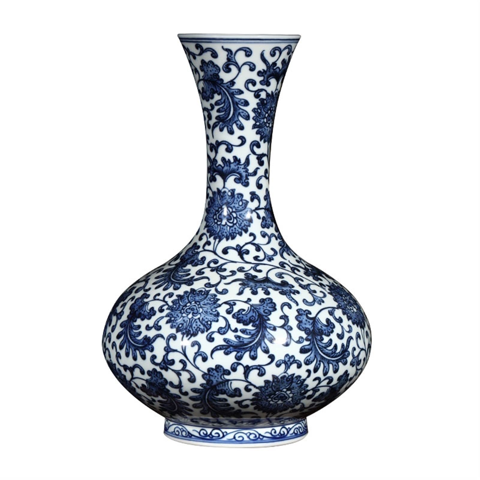 Vase de ferme rétro bleu et blanc de 13,4 pouces pour stabiliser de grands bouquets