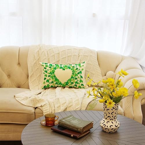Miniatura 5 de Ogiselestyle Funda de almohada con diseño de trébol de la suerte en acuarela, 12 x 20 pulgadas, decoración del día de San Patricio para sofá