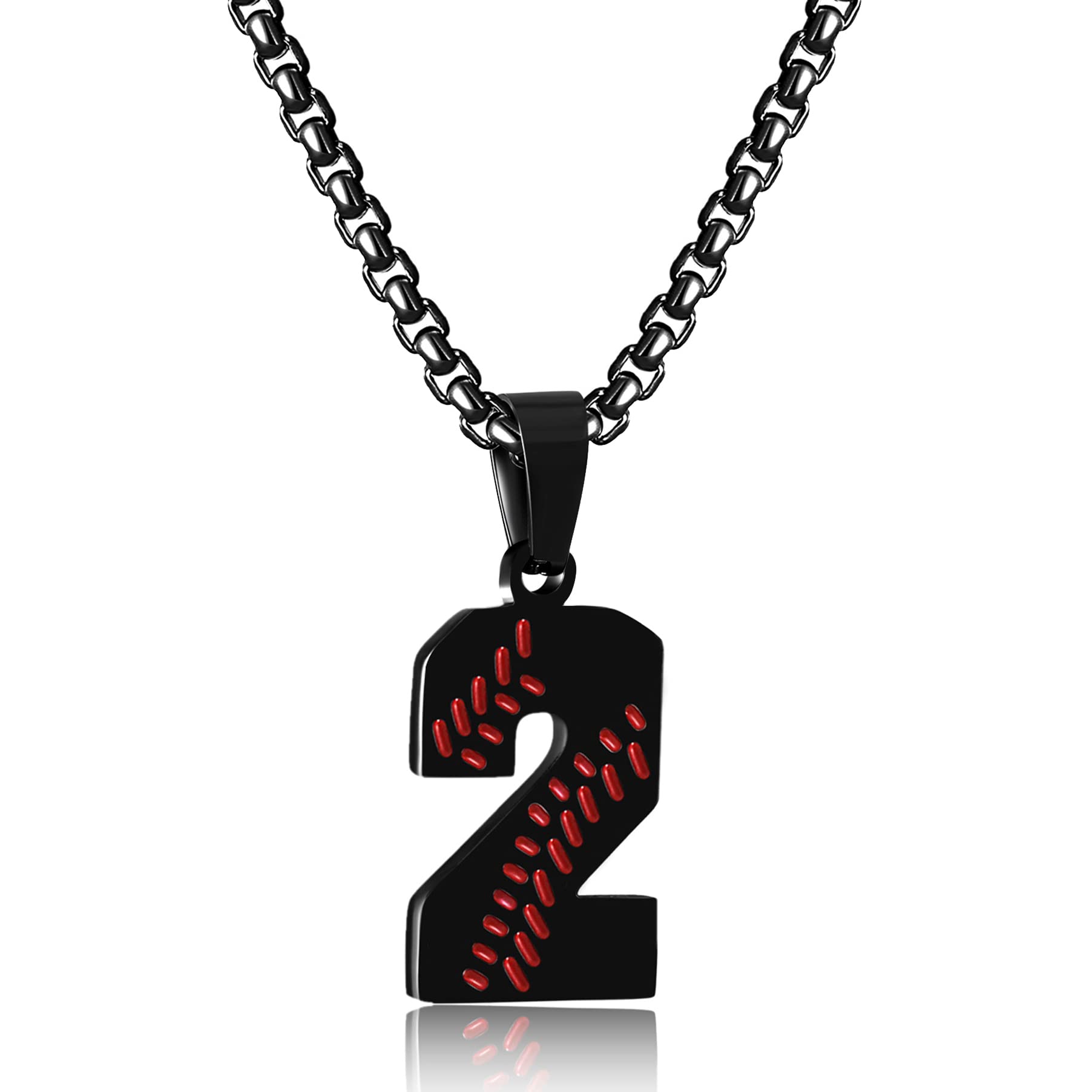 HSWYFCJYPersonalized Number Necklace for Boys 0-99 Athletes Jersey Number Stainless Steel Baseball Team Charms Pendant Baseball Gifts for Men