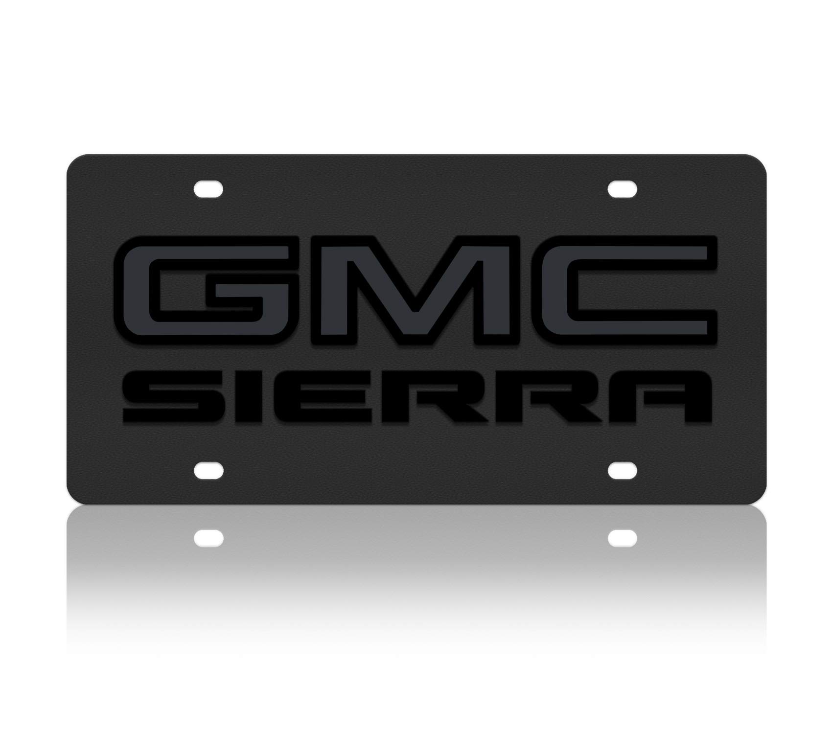 Eurosport Daytona- Compatible with -, GMC Sierra Blackout on Carbon Steel License Plate