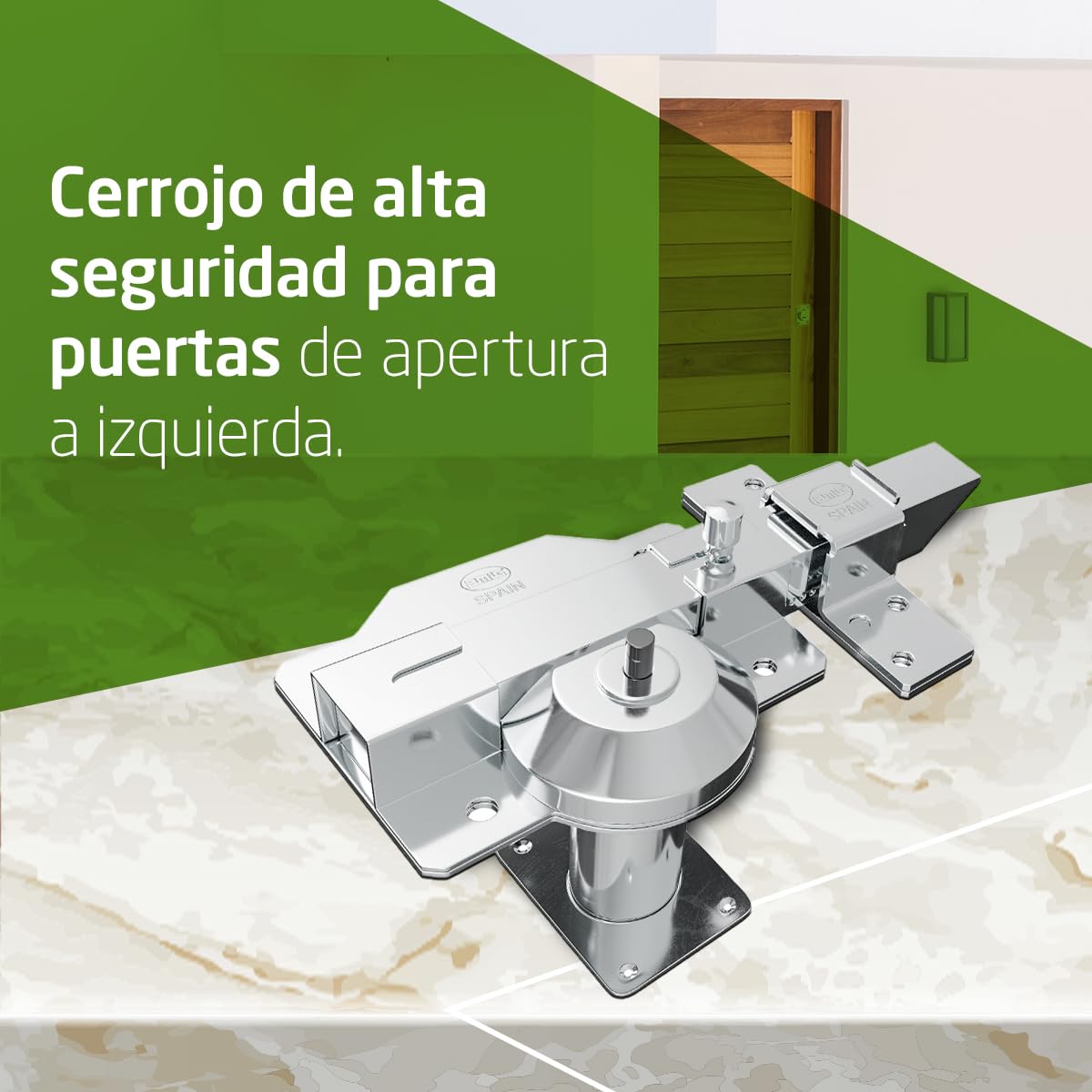Amig - Cerrojo de Sobreponer con Resbalón de Alta Seguridad - Cilindro 50 mm - 90 x 154 mm - Acero - Cromado Brillo - Antibumping y Antitaladro - Cierre a la Izquierda