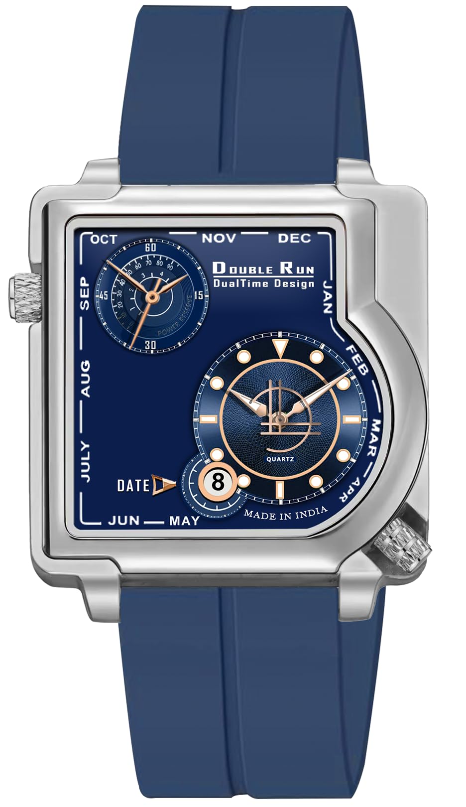 Date Display & Dual Time Silicone Analog Silver_34000-image-42