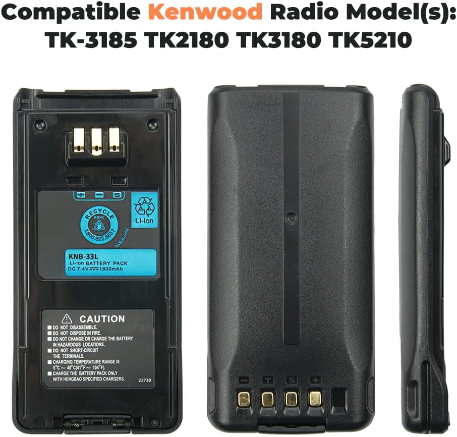7.4V 1800MAH NB-33L Li-ion Battery for Kenwood TK-3185 TK2180 TK3180 TK5210 Two Way Radio Replacement Battery