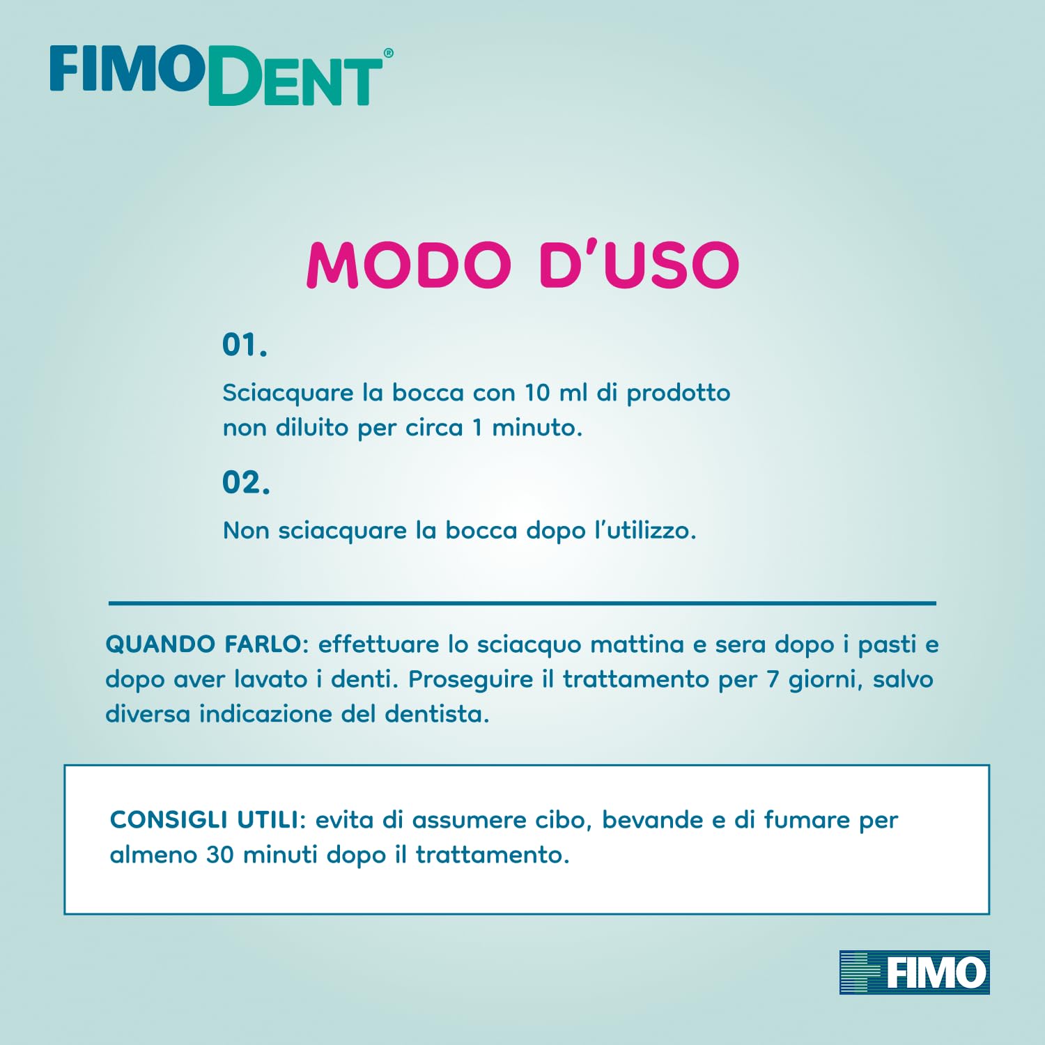 Fimodent Collutorio - Clorexidina 0.20% con SPDD (Sistema Protezione Discromie Dentali) e gradevole gusto menta - Trattamento antiplacca e antibatterico intensivo - 200ml